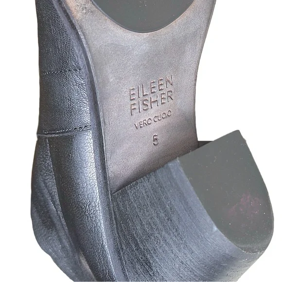 Eileen Fisher • Leather Open Toe Block Heel Bootie • Size 5 US • Black • EUC - Picture 8 of 16